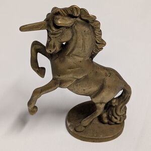 Vintage Brass Unicorn Figurine - Decorative Home Art